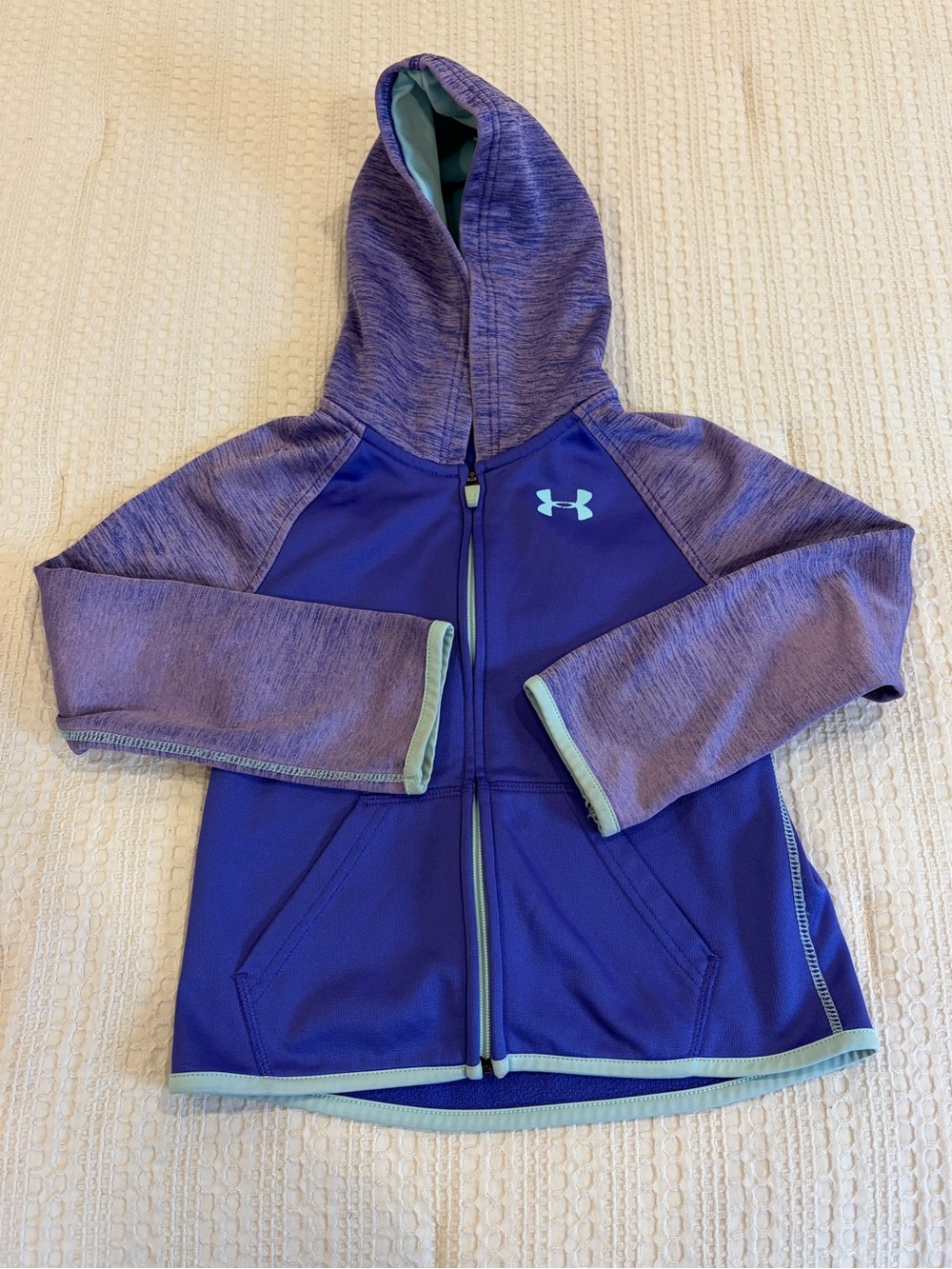 Under Armour Girls Lined Active Zip Up Sweatshirt Hoodie Jacket Purple Size 6